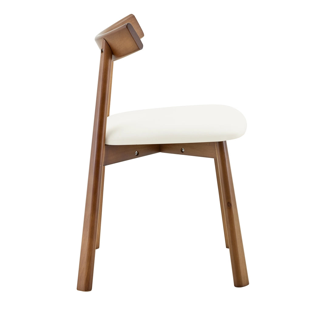 Set di 2 sedie da pranzo in legno di gomma con seduta imbottita, schienale ergonomico, bianche
