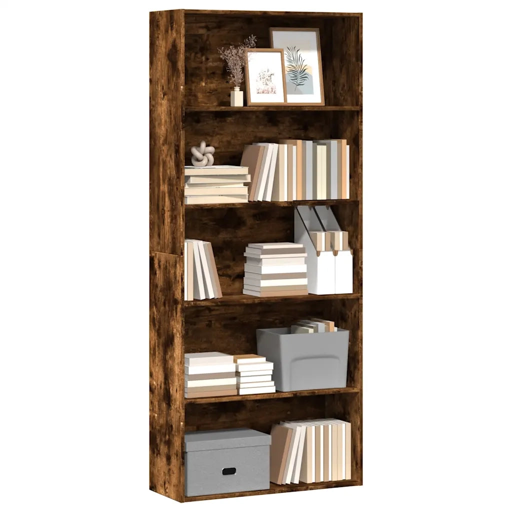 Libreria Rovere Fumo 80x30x189 cm in Legno Multistrato 3314673