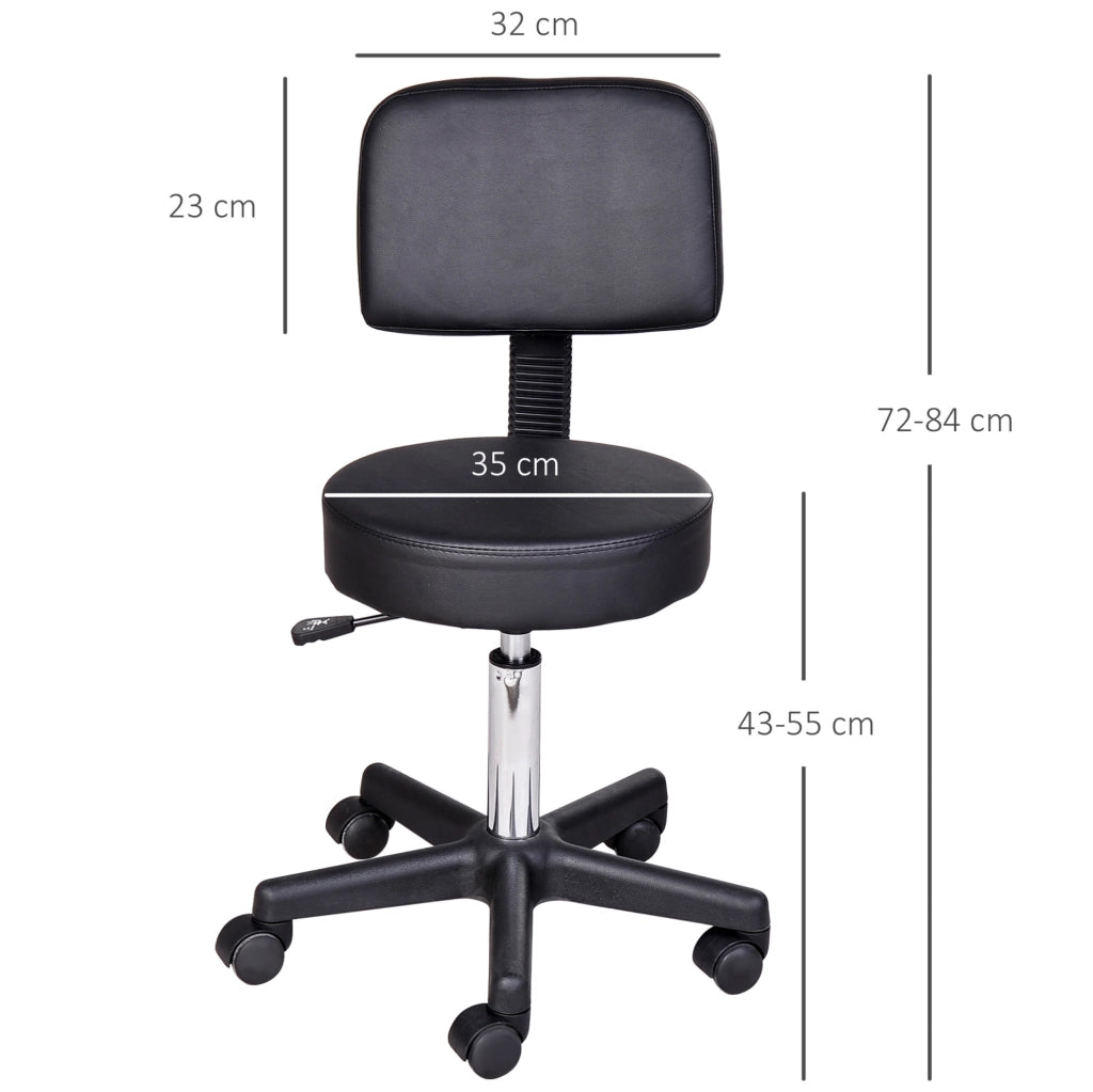Sgabello da lavoro con ruote 35x35x84 cm nero， regolabile e mobile