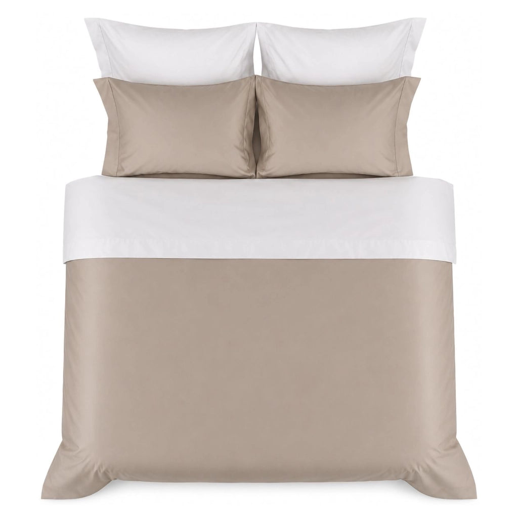 Rositene, set Completo Letto Matrimoniale in Percalle, Marrone