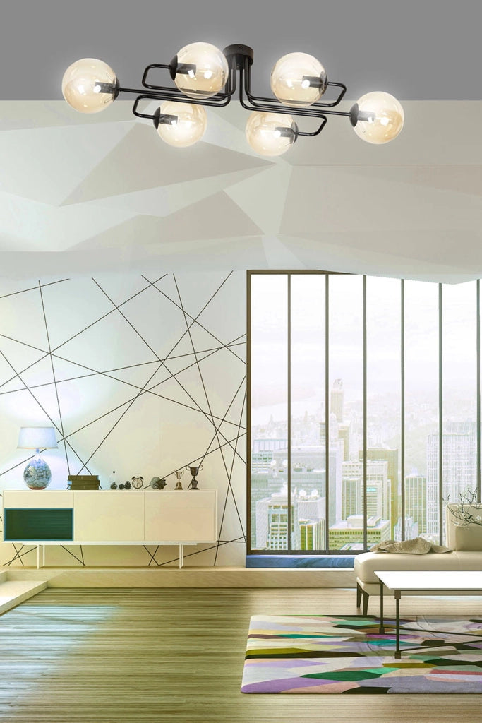 Lampadario Emibig Brendi metallo 6xE14 nero/miele dimmerabile