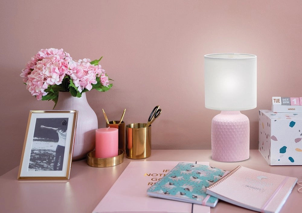 Lampada da tavolo Candellux INER rosa/bianca E14 32cm