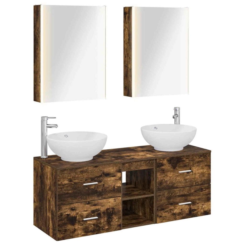Set di mobili per il bagno 5 pcs Rovere Fumo 3406971