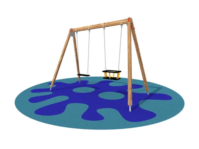Altalena Giochipark Alexia 1006 2 posti in legno h 210cm certificata EN 1176 - Piano/gabbia