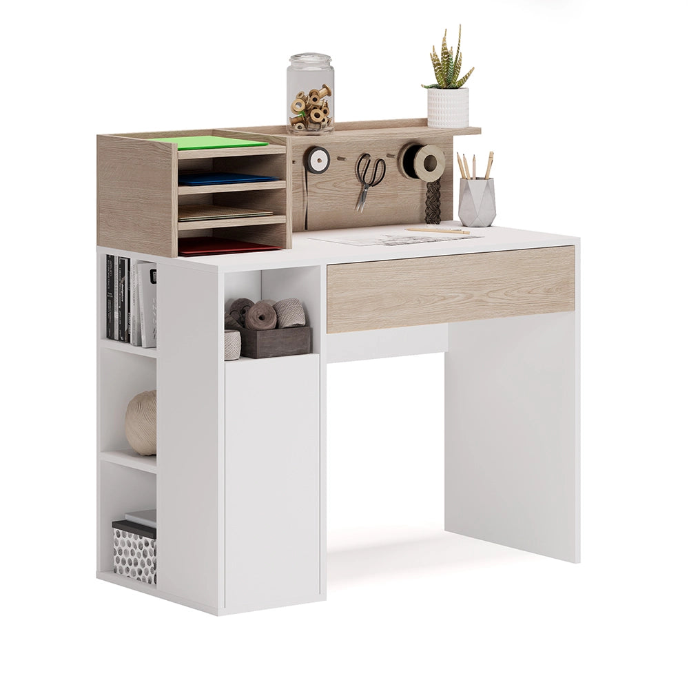 Vicco Scrivania Bianco/Sonoma 100 x 50 cm