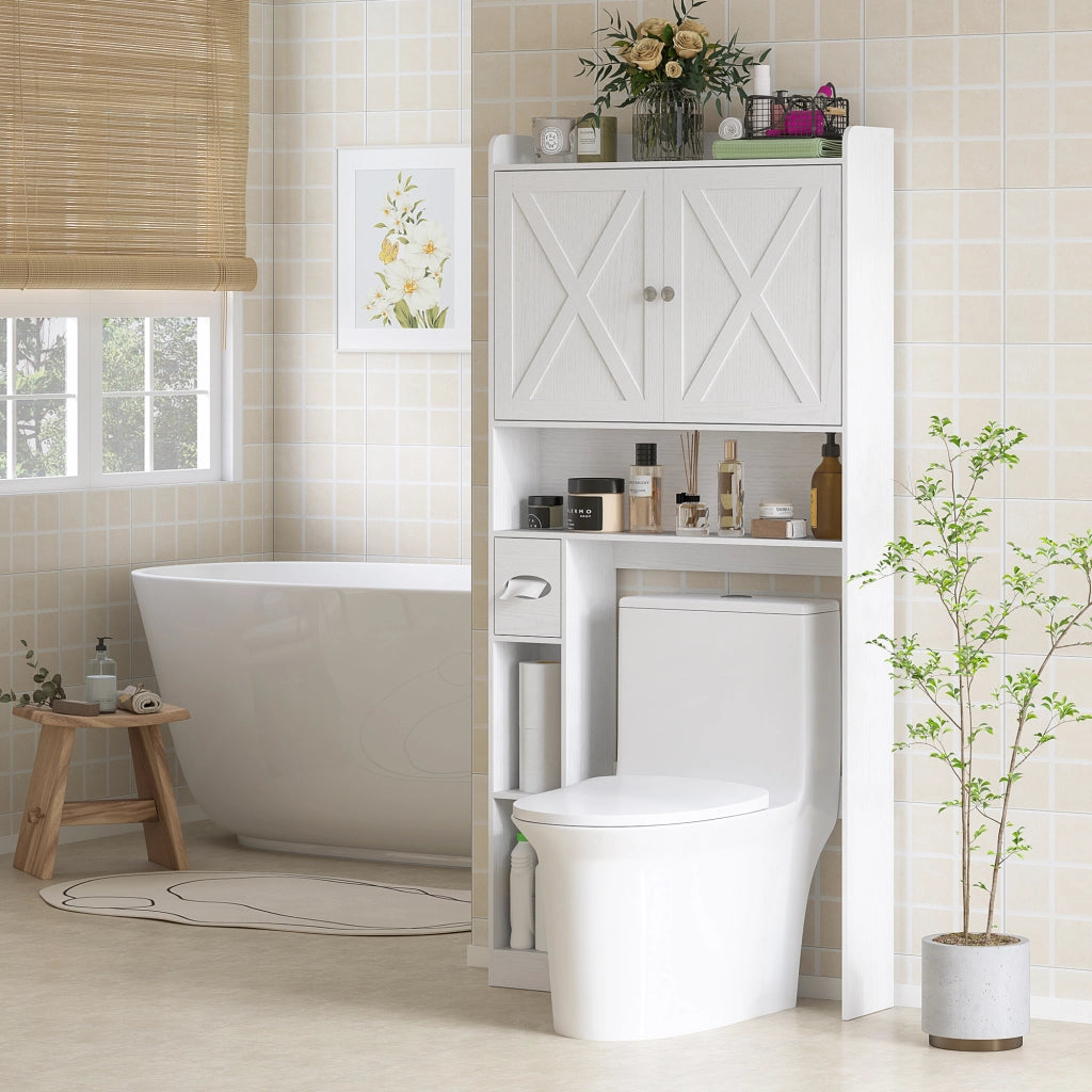 Mobiletto WC con Anta Rustica ¨C zephmum ¨C Bianco 50x45x70