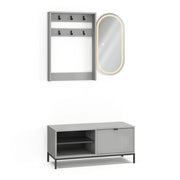 Armadio da ingresso Eliza Grigio 100 x 45 cm Set, 3 parti Vicco