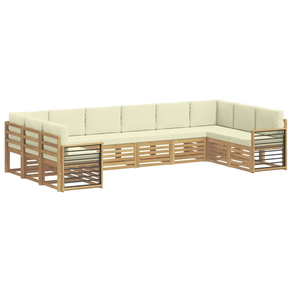Set divano sezionale 10 pcs Bianco e Crema Poliestere