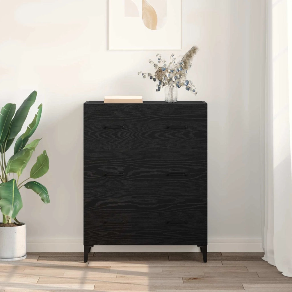 Credenza con cassetto Rovere Nero 69,5 x 34 x 90 cm 880645