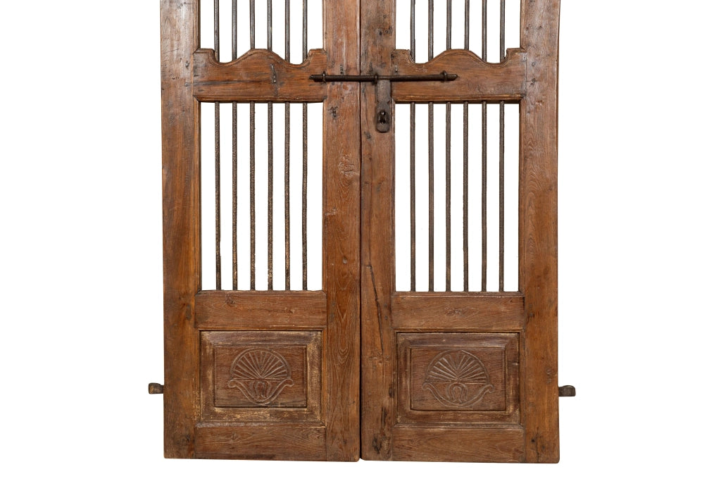 Biscottini Porta portone in legno massello e ferro da interno o da esterno vecchia e antica medievale scorrevole