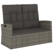 Panchina Giardino | Panca da Giardino Reclinabile con Cuscini 118cm Polyrattan Grigio