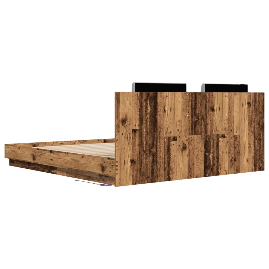 Struttura letto con testata-Giroletto Legno vecchio 200 x 200 cm