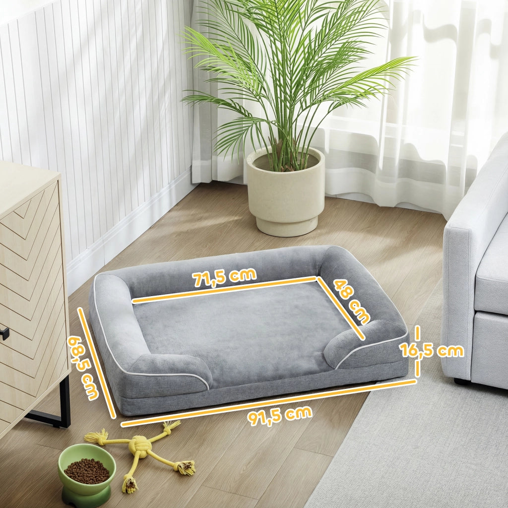 Letto per Cani e Gatti con Fodera Lavabile ¨C Minimal ¨C Grigio 91.5x68.5x16.5 cm