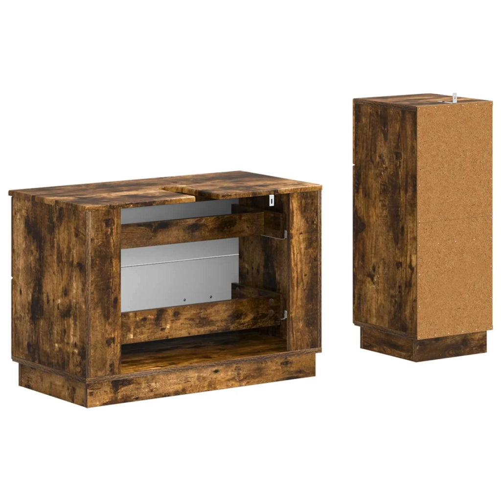Set di Armadi da Bagno da 2 Pezzi HOORN Rovere Fumo 3417716