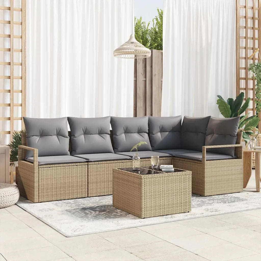 Set di divani 6 pcs Beige polyrattan