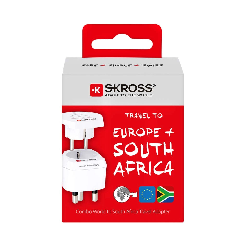 Adattatore universale da viaggio 2 in 1 per Europa e Sudafrica 16A Bianco Skross