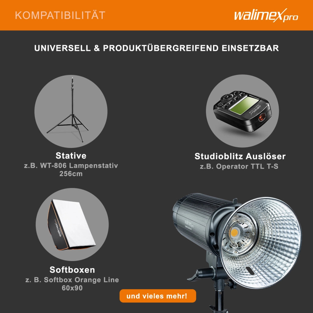 Campaigner 600 flash fotografico da studio, luce LED da 600 W per foto e video, con ricevitore a 2,4 GHz, breve tempo di spegnimento del flash, ideale per studi fotografici