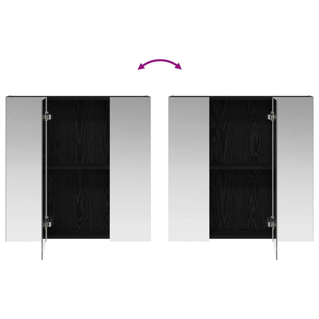 Mobiletto per specchio da bagno Rovere Nero 70 x 14,5 x 70 cm