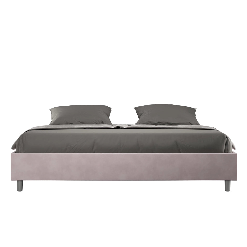 BS COM Letto con rete imbottito 180x190 microfibra glicine