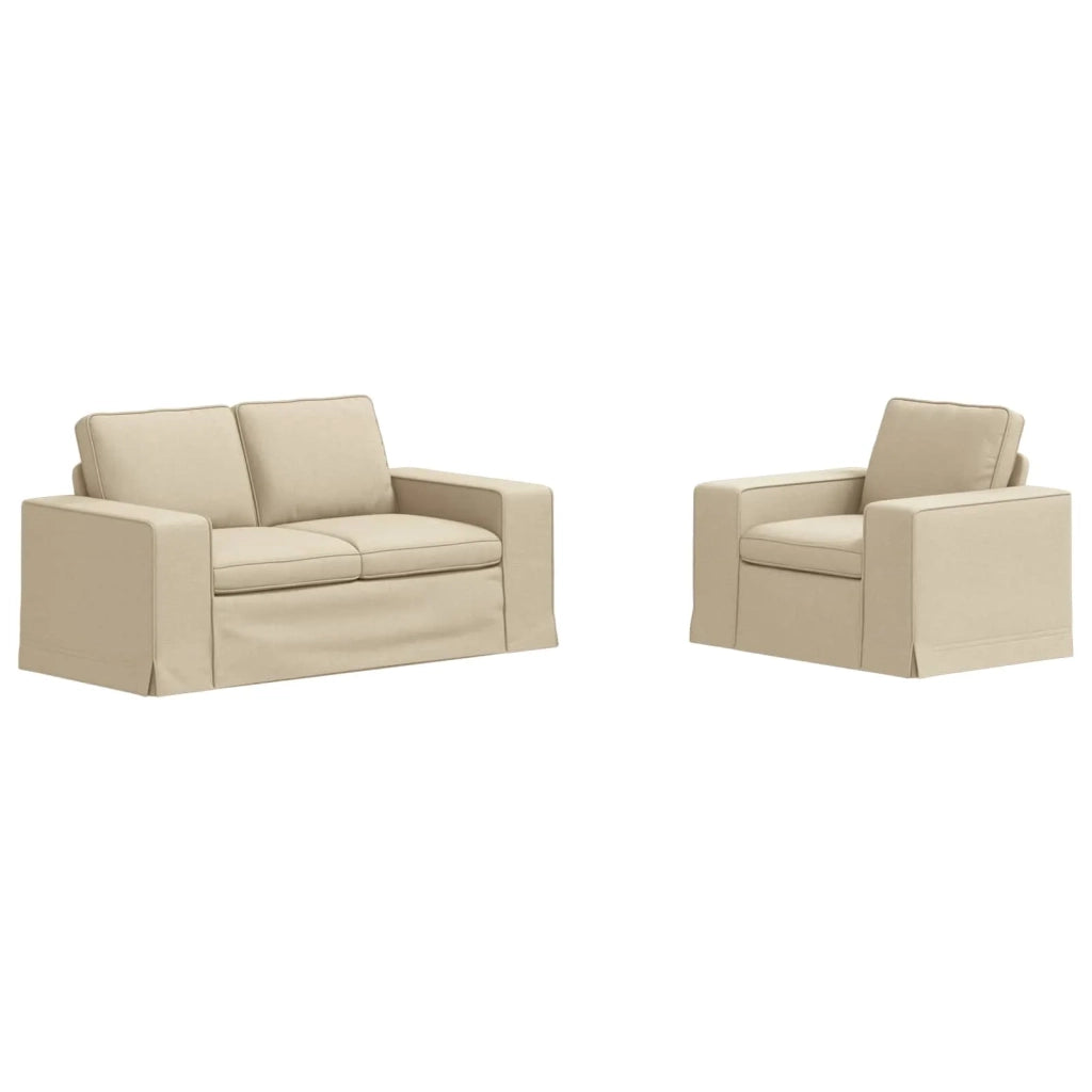 Set di divani 2 pcs Crema 162 x 80 x 82 cm Tessuto
