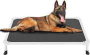 Letto per cani elevato - Letto per animali raffreddante con telaio in alluminio argentato - Telaio in tessuto ecologico - Suola antiscivolo - Nero - 107 x 76