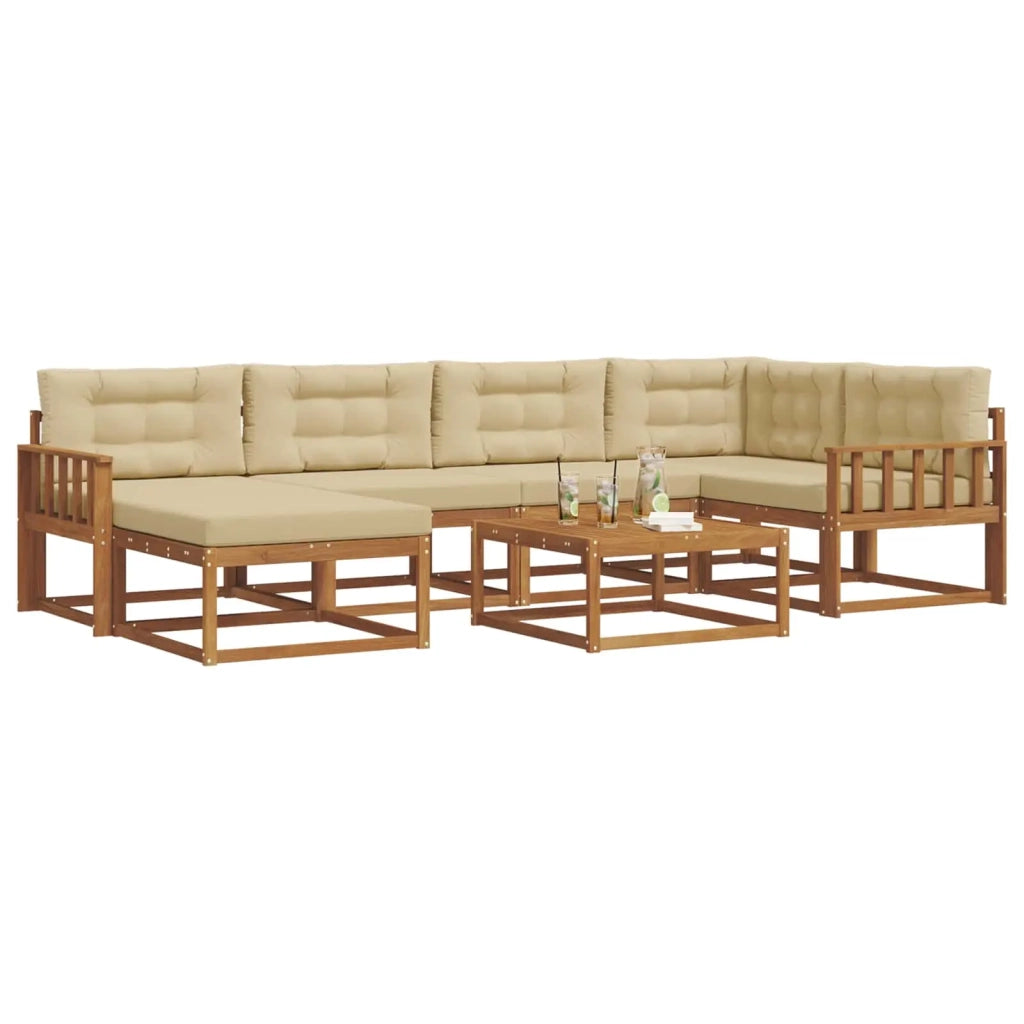 Set di divani da esterno con cuscino 7 pcs Naturale e Beige 3367856