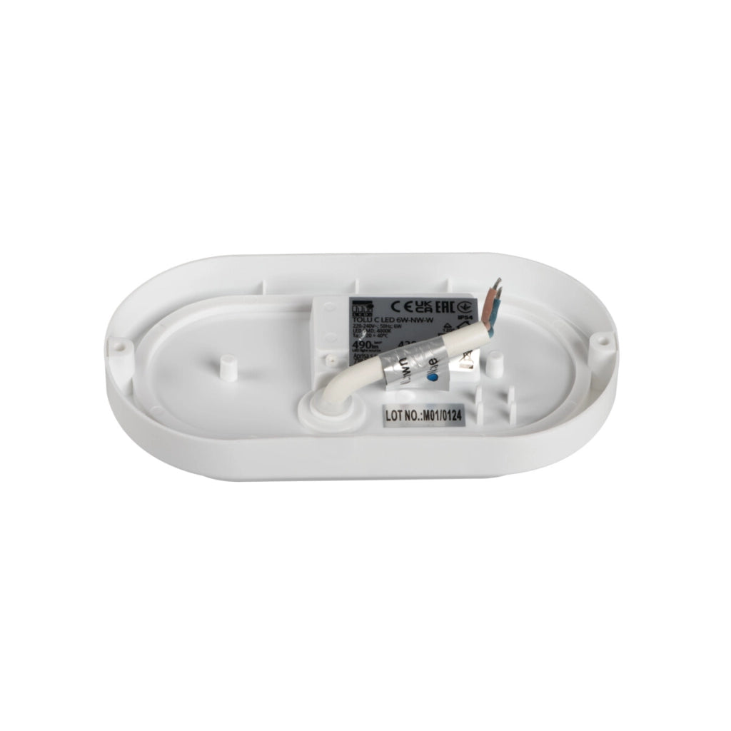 Plafoniera stagna ovale LED 6W 4000K IP54 bianca Miledo