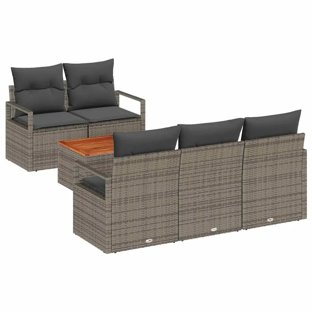 Set Divano da Giardino 6 pcs Grigio polyrattan 3356312