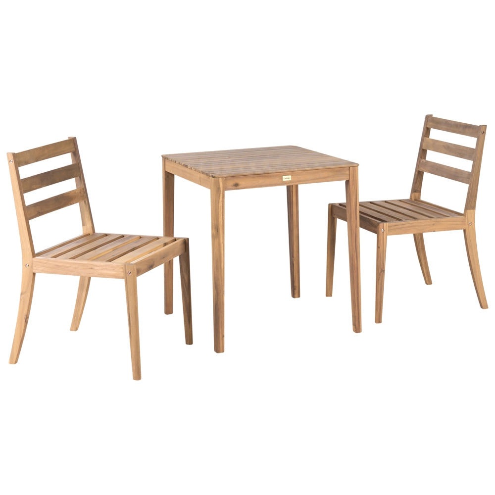 Set da giardino Sedie e tavolo marrone chiaro certificato in legno di acacia Piano rettangolare Stile rustico Da esterno