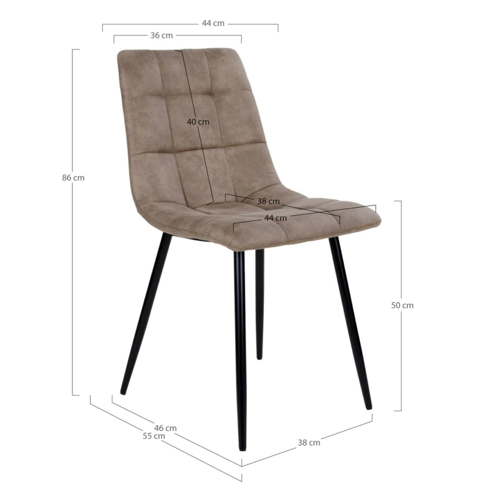 Set di 2 Sedie Middelfart, Marrone, Microfibra, 55x44x86 cm