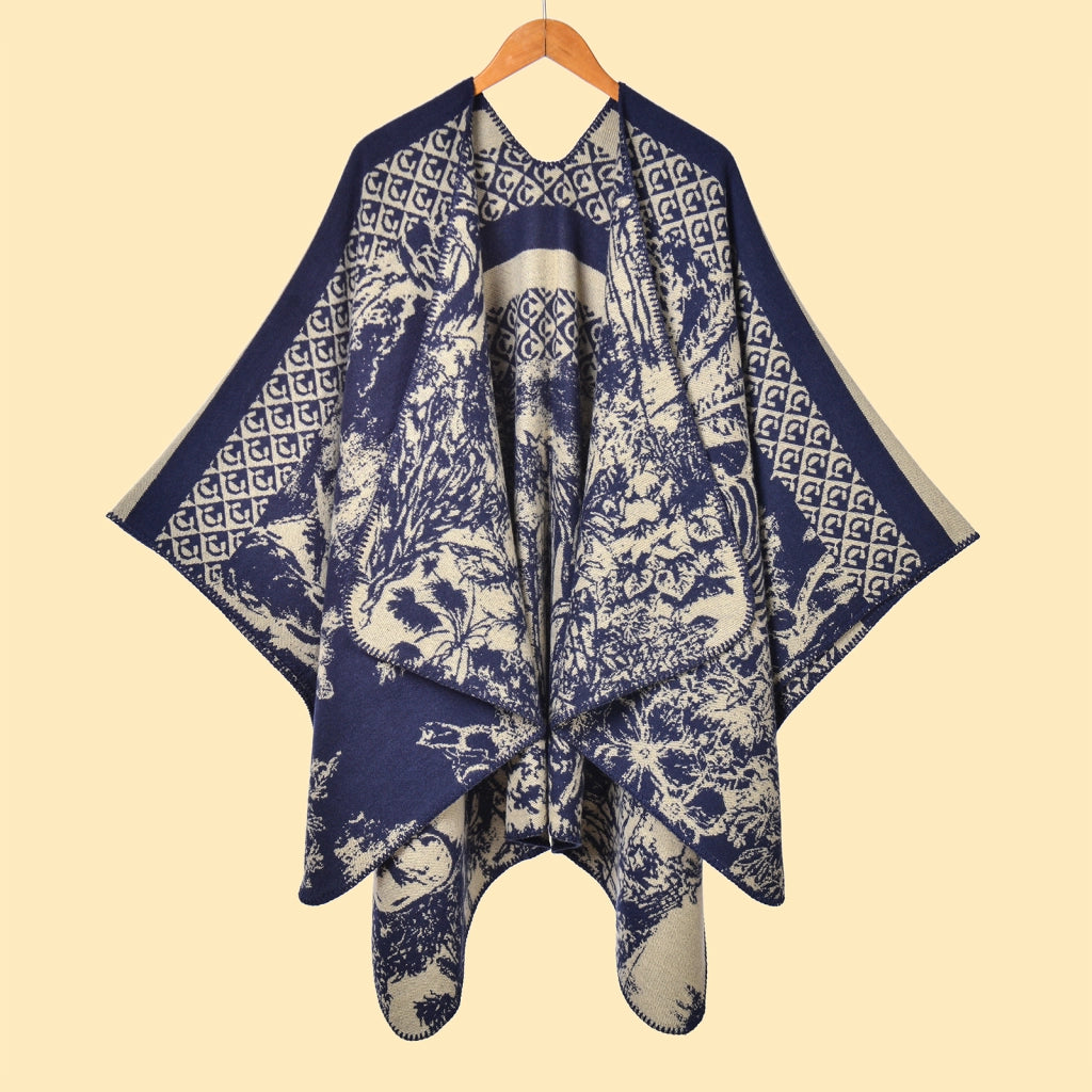 Sciarpa calda da donna per autunno e inverno con mantello jacquard a stampa animalier