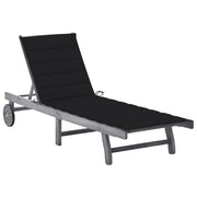 Sdraio da Giardino Grigia con Cuscino in Massello di Acacia cod mxl 72120