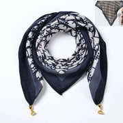 Sciarpa quadrata in cotone e lino/sciarpa di seta da donna con chiusura magnetica, versatile per la primavera e l'autunno, scaldacollo/sciarpa triangolare/sciarpa autunnale.