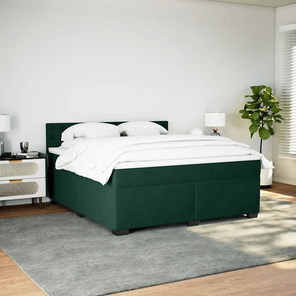 Giroletto a Molle con Materasso Verde Scuro 200x200 cm Velluto