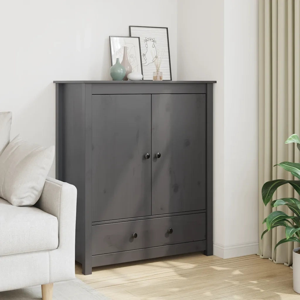 Credenza-Buffet-Armadio da cucina Grigia 83x41,5x100 cm in Legno Massello di Pino 494653