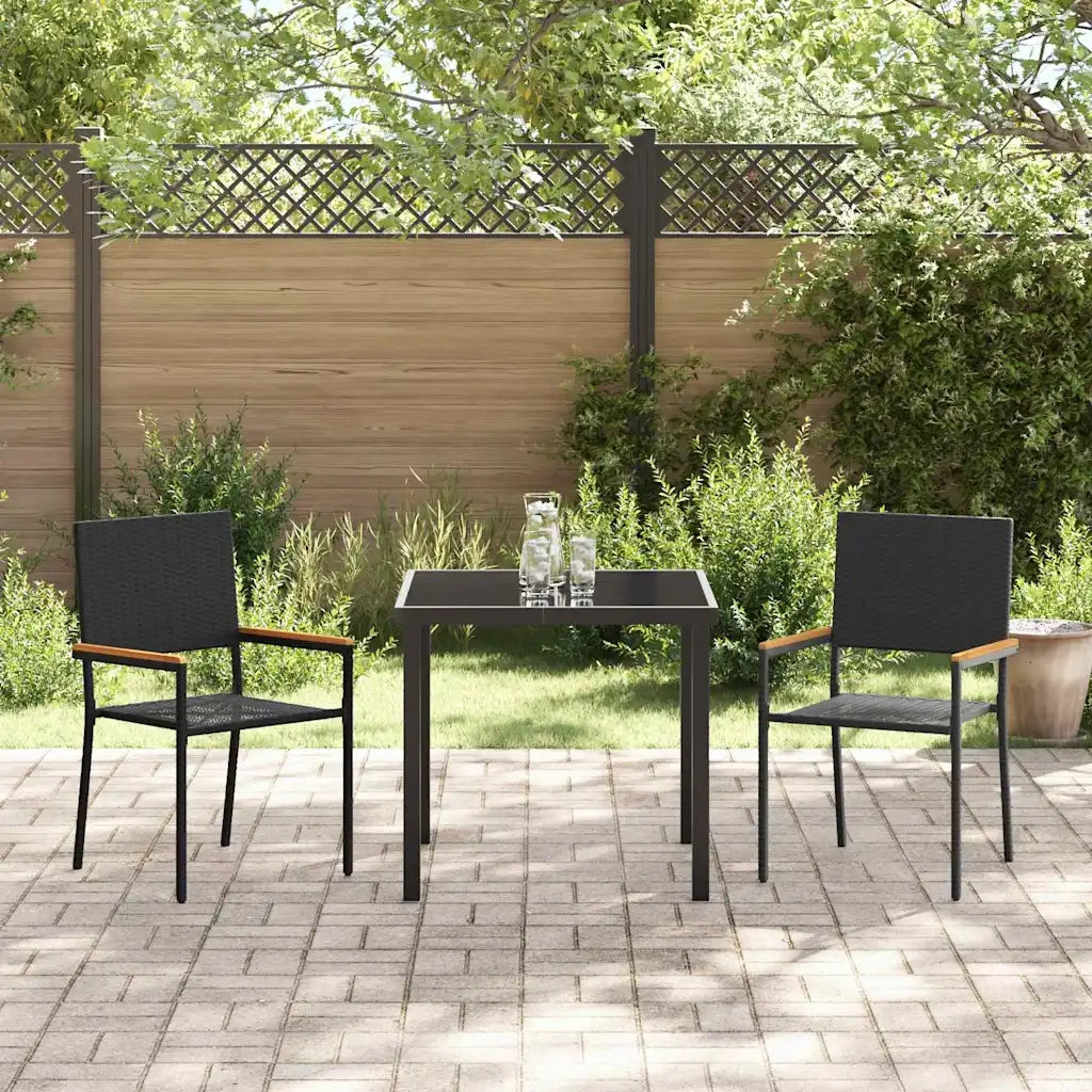 Sedie impilabili da giardino 2 pcs Nero e Marrone 42006825
