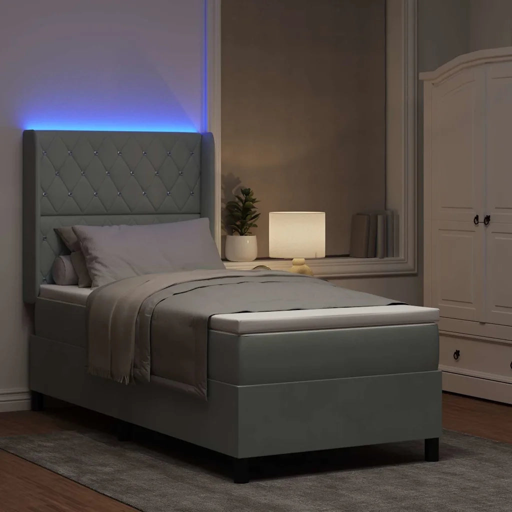 Letto a molle con materasso Grigio chiaro 100 x 200 cm Velluto 3343802