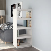 Libreria Divisorio-Scaffale per Libri-Mobile di Stoccaggio Bianco 60x35x135 cm Legno Massello di Pino
