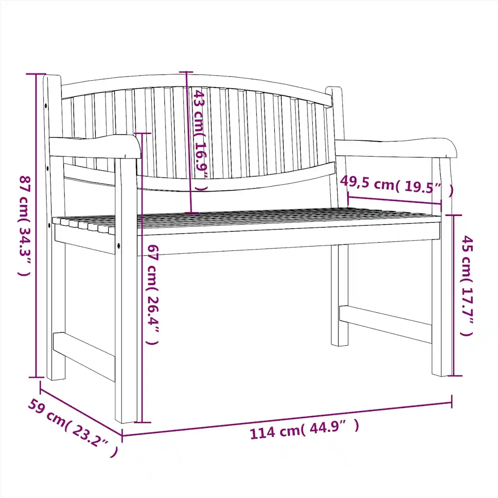 Panchina da Giardino | Panca da Giardino 114x59x87 cm Legno Massello di Teak