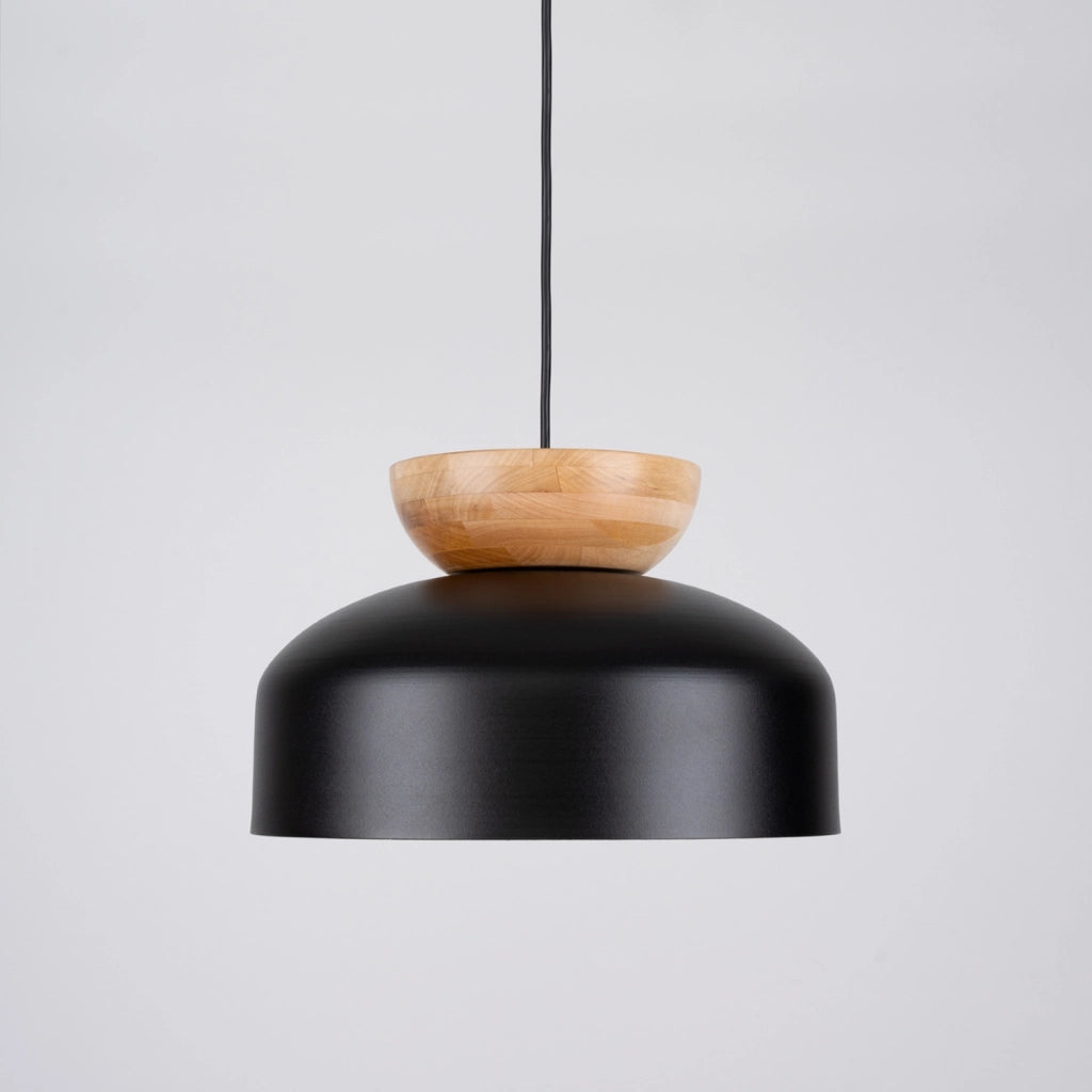 Lampada sospensione nera legno ELODEA E27 15W Pure Lume