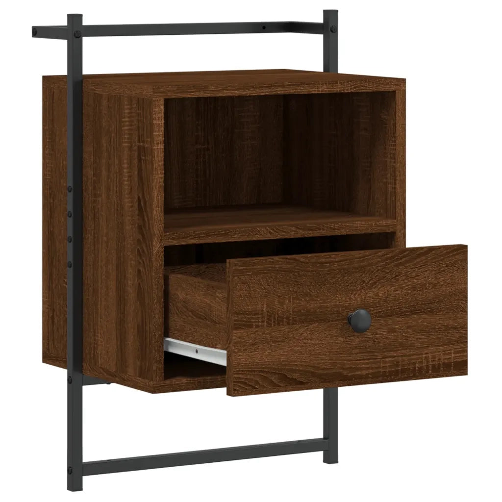 Comodini a Muro 2pz-Set di 2 Tavolino da notte Rovere Marrone 40x30x61cm Legno Multistrato