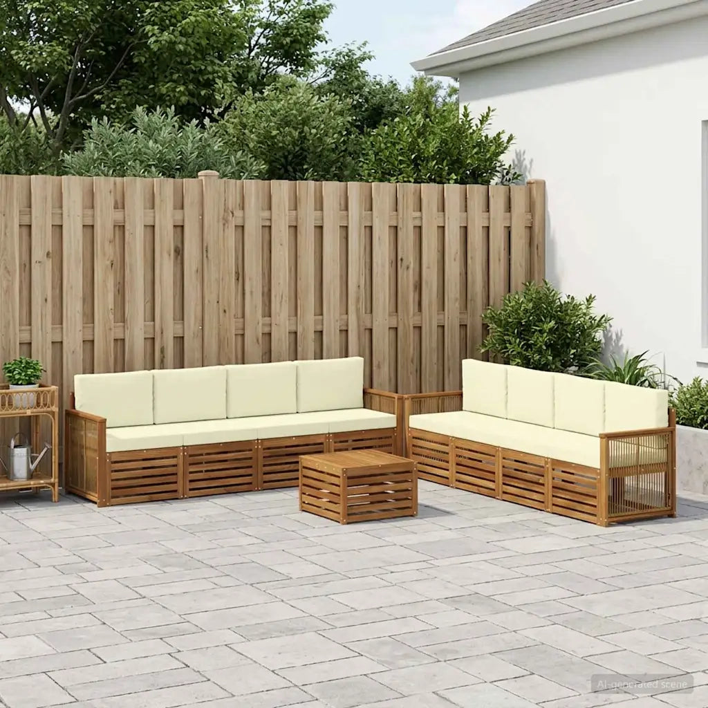 Set divani con cuscino 9 pcs Legno di Acacia Massello