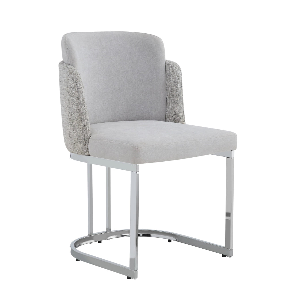 Set di 6 sedie da pranzo 61.5x53.5x86.0 cm con doppio schienale in chenille grigio e argento