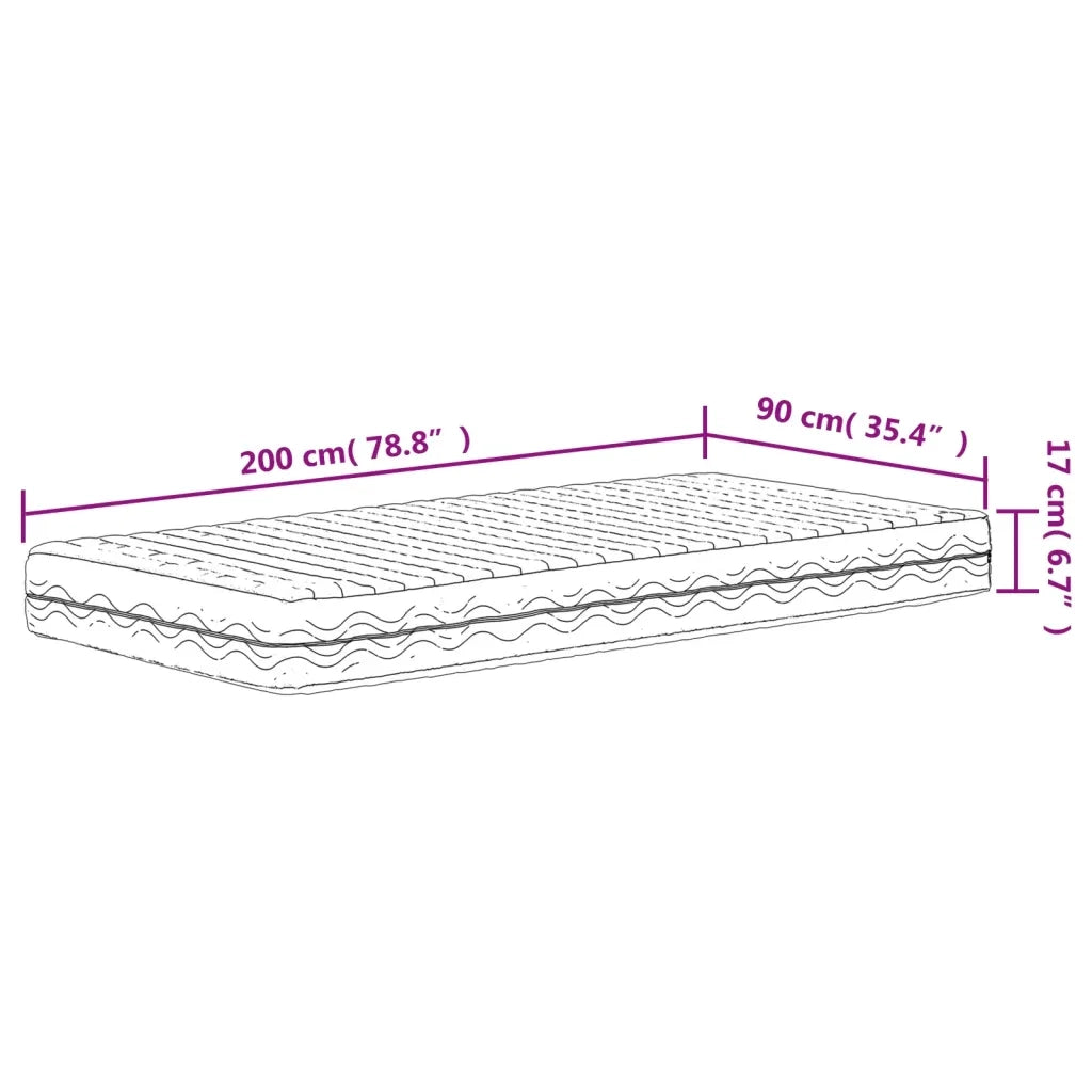 Materasso in Schiuma Bianco 90x200 cm Durezza H2 H3