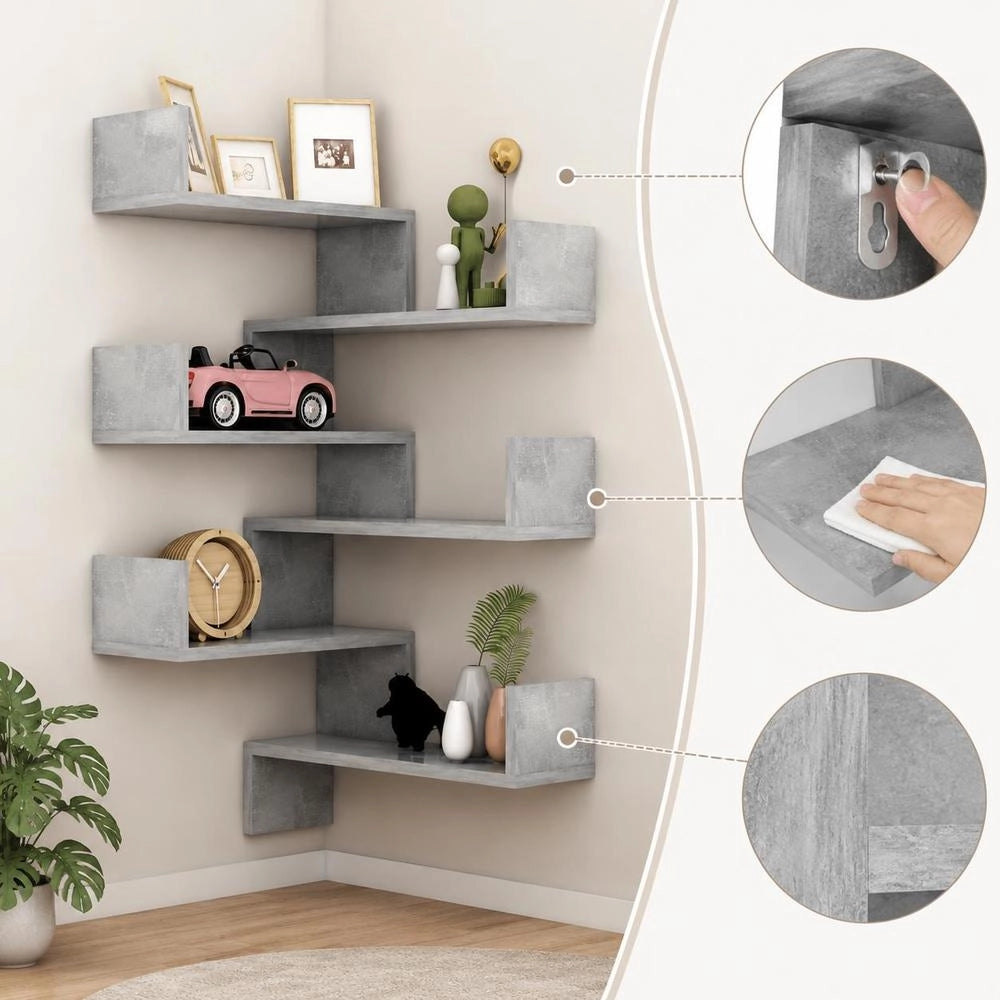 Corner Shelf Unit, 1 Pack, 40x40x50 Cm, Wooden Corner Storage Rack, Space Saving Solution For Living Room, Bedroom, Study