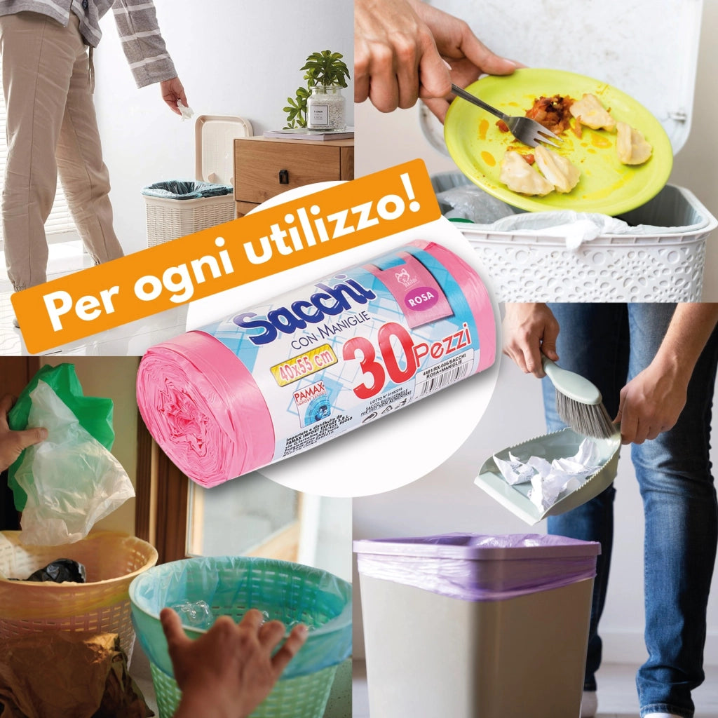 Akitaink Sacchi Nettezza 40x55 con Manici 120pz Colorati