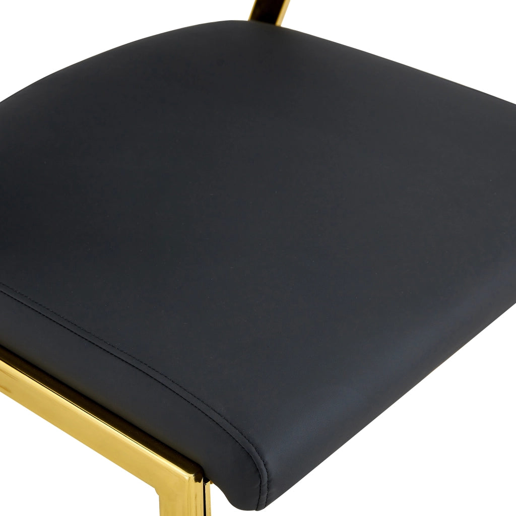 SEDIA da pranzo moderna con schienale curvo in PU nero, Set da 2 pezzi