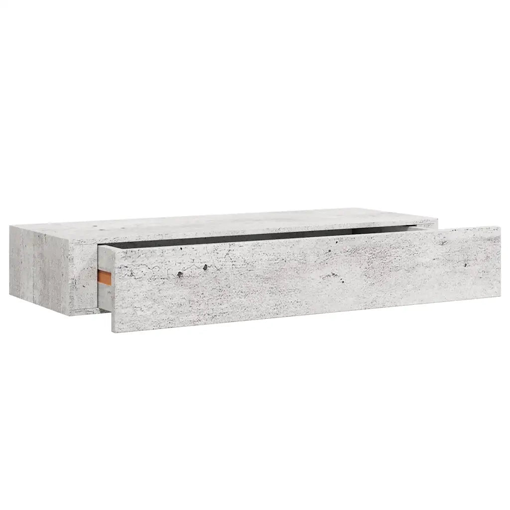Scaffale con Cassetti da Parete Grigio Cemento 60x23,5x10cm MDF 330265