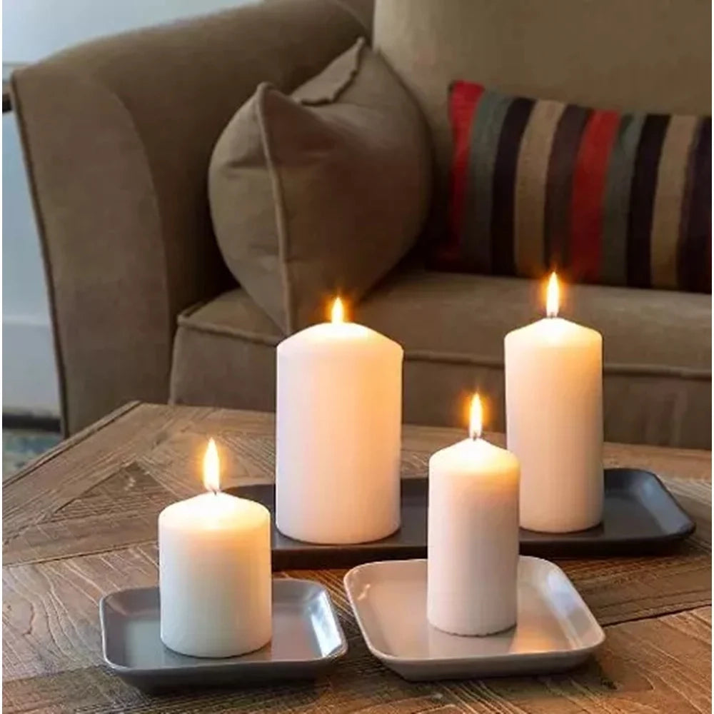 Trade Shop - Set 12pz Candela Crema Forma Cilindrica 150x70mm Decorazioni Interni Centrotavola 032388 -