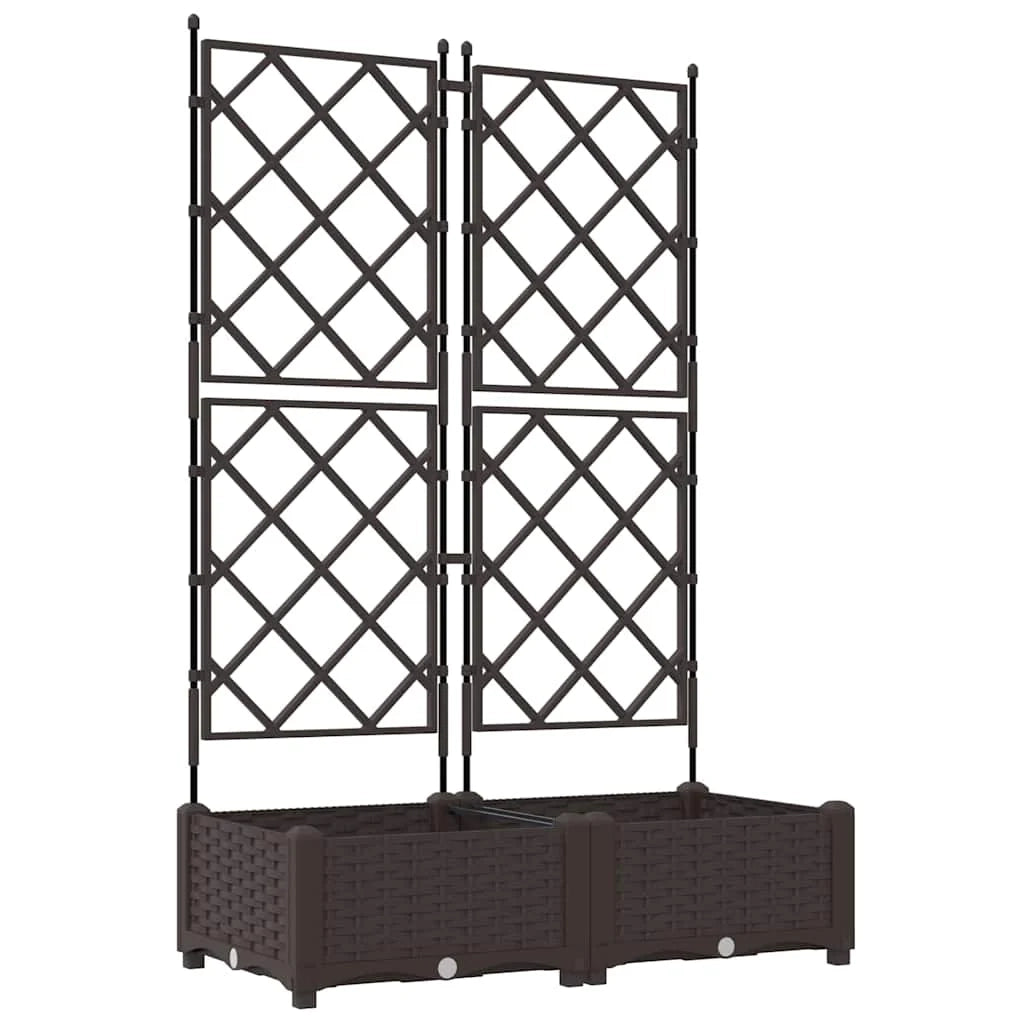 Set di 2 fioriere da giardino moderne in acciaio 80 x 40 x 125,5 cm resistenti finitura marrone chic 02_0058512